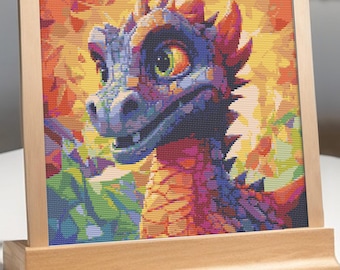 Baby Dragon Cross Stitch Pattern: Fantasy Embroidery Design (PDF)