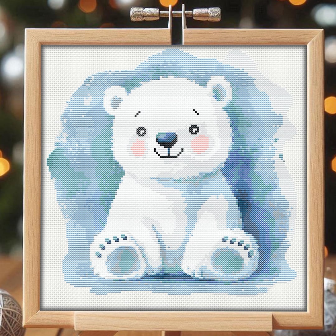 Watercolor Polar Bear Cross Stitch Pattern (PDF Download) - Etsy