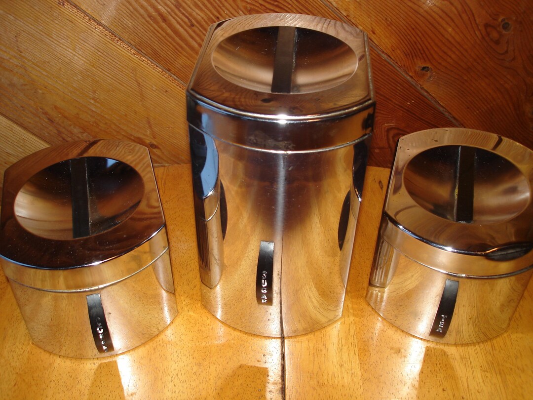 Kromex Canisters Set of 3 Coffee Tea and Sugar 1960s Etsy