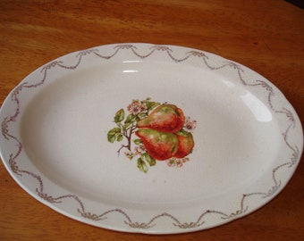 Vintage China Platter   Goodwin Moreno China   Very Old Platter  Pears and Blossoms  Very Nice