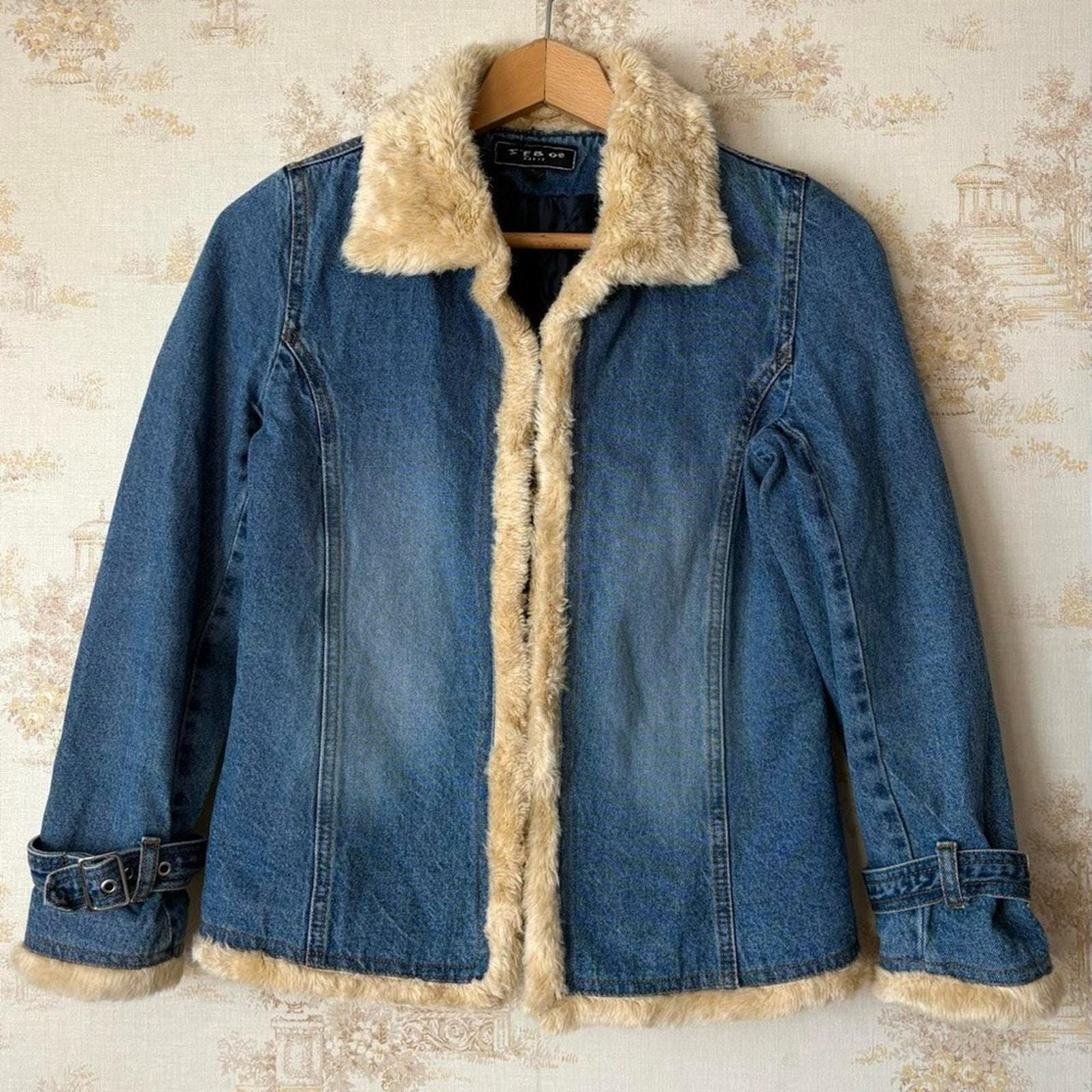 Y2k Fur Denim Jacket - Etsy