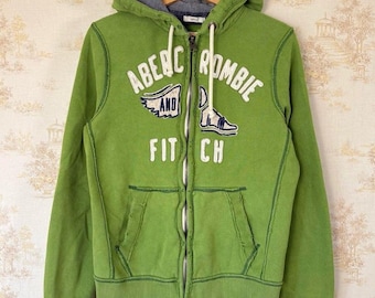 Vintage Y2K Abercrombie & Fitch Green Zip-Up Muscle Hoodie