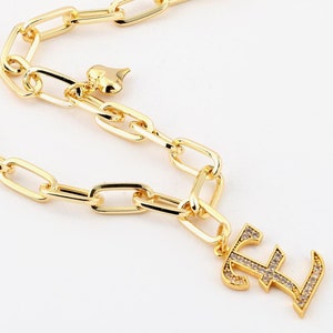 Collar con letras: collar con letras de corazón y mal de ojo, collar con letras personalizado, idea de regalo de Navidad, colgante con letras de corazón, regalo de San Valentín.