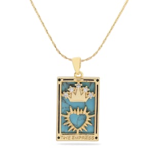 Collier or carte de tarot, pendentif carte tarot Empres-Idée cadeau Noël, collier délicat, cadeau Saint-Valentin, cadeau d'anniversaire, cadeau amoureux pour elle