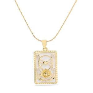 Collana con carta dei tarocchi in oro, ciondolo con carta dei tarocchi retrò, idea regalo di Natale, collana delicata, regalo di San Valentino, regalo di compleanno, regalo per gli innamorati per lei