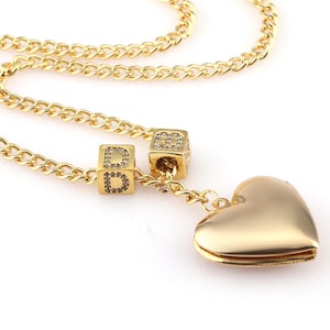 Collar de letras - Collar de letras en forma de corazón, Collar de letras de circonita personalizado - Idea de regalo de Navidad, Colgante de letras en forma de corazón, Regalo de San Valentín,