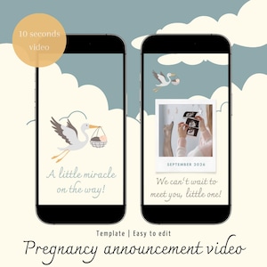 Video di annuncio gravidanza | Modello | Facile da modificare | Modello Canva | Design carino