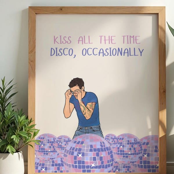 Harry Styles-poster, kunst aan de muur discobal (digitale download A2 A3 A4)