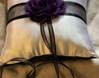 Ivory ring cushion 20cm x 20cm lavender bridal ring holder Something blue Wedding ring bearer pillow