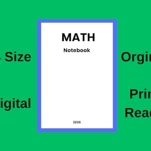 Math Notebook: A4 Size, Digital, Print Ready