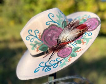 Wide Brim Fedora Hat | Lavender Purple | Suede | Ready to  display picture 2