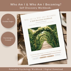 Self Discovery Workbook | Who Am I? Self Concept & Personal Growth Journal | Printable Psychology Workbook | Digital Download
