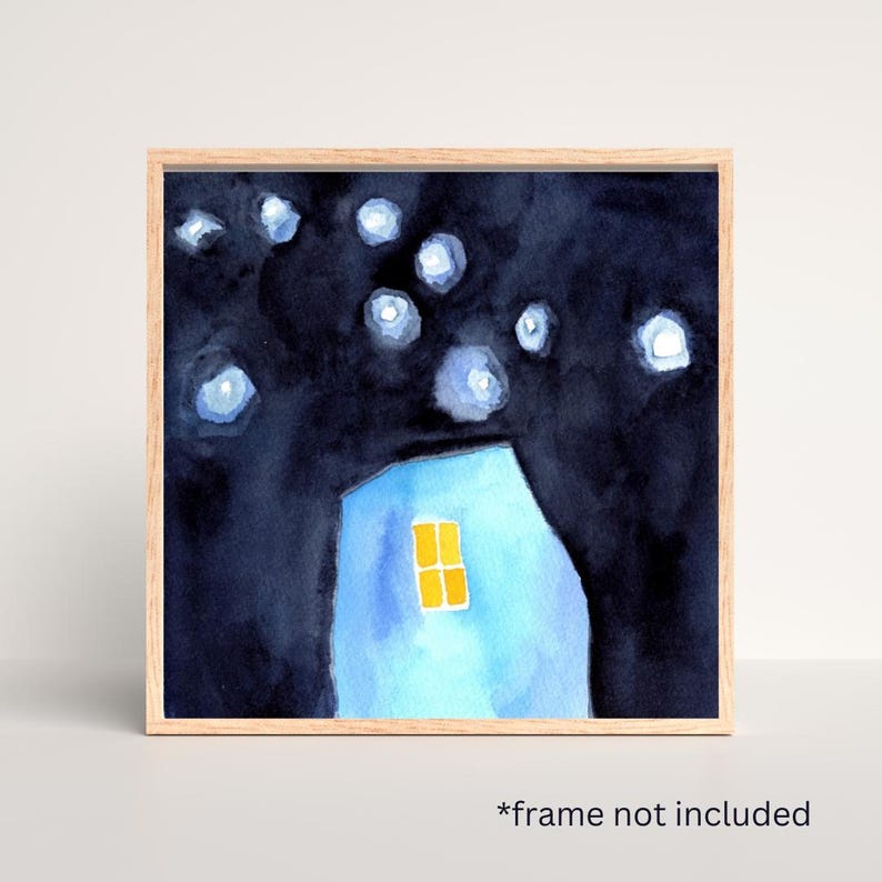 Night Sky Watercolor Art Print: Starry Nursery Wall Decor - Etsy