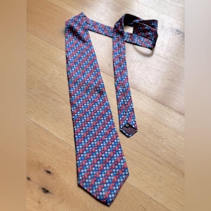 Vintage CHRISTIAN DIOR Monsieur Geometric Patriotic Striped Silk Luxury Neck Tie