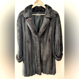 Vintage Furs by Albe Mahogany Mink Mid-Length Fur Coat Jacket Size L / XL