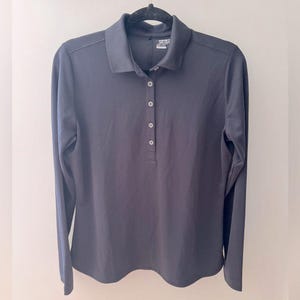 NIKE GOLF Women&#39;s Classic Black Dri-Fit Performance Polo Long Sleeve Shirt L