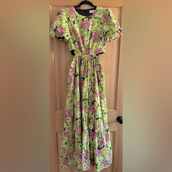 WAYF Tropical Floral Green Pink Puff Sleeve Tiered Maxi Dress W/ Cut Outs S - Etsy Australia WAYF Tropical Floral Green Pink Puff Sleeve Tiered Maxi Dress W/ Cut Outs S - Etsy Australia