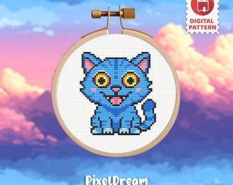 Derpy Cat – Funny Kitten - Cross Stitch Pattern  - Digital Product - PDF
