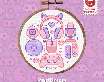 Kawaii Gaming - Cross Stitch Pattern - Digital Product - PDF