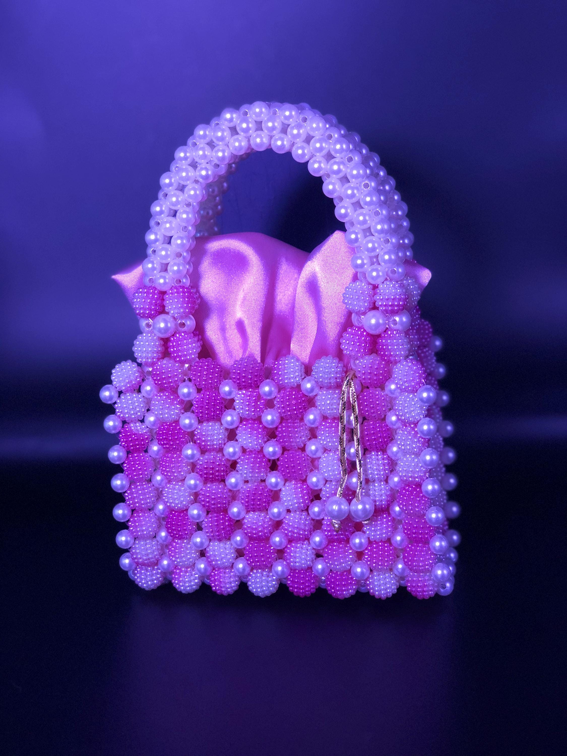 Mini Bayberry Beaded Handbag - Handmade, Beaded Bag, Triangle Bag