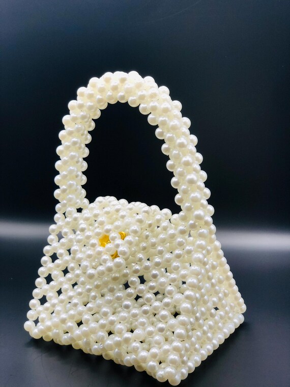 ミニトライアングルビーズハンドバッグ - ハンドメイド、ビーズバッグ 
