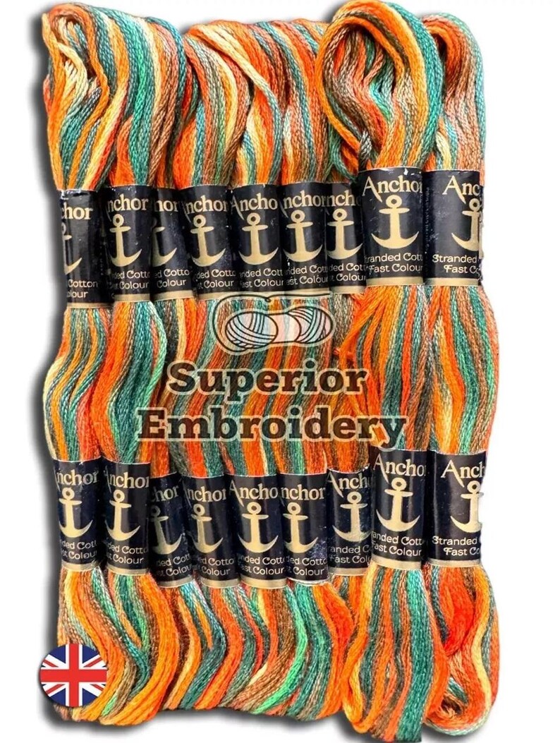 Anchor Cross Stitch Floss Skeins: 12 Pack Variegated Cotton Embroidery ...