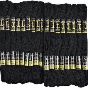 Black Anchor Cotton Skeins Embroidery Floss - 8m Each UK