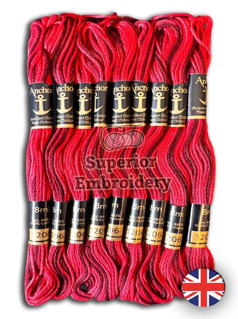 Anchor Cross Stitch Floss Skeins: 12 Pack Variegated Cotton Embroidery ...