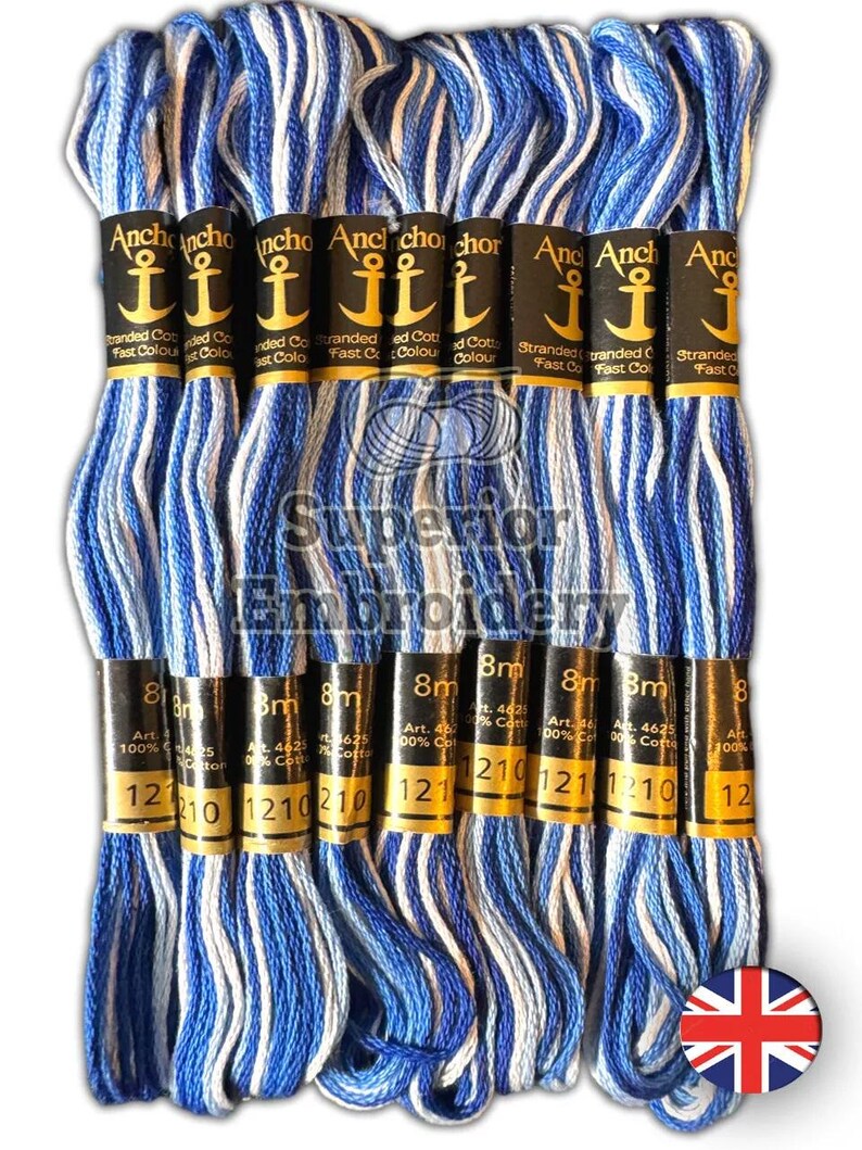 Anchor Cross Stitch Floss Skeins: 12 Pack Variegated Cotton Embroidery ...