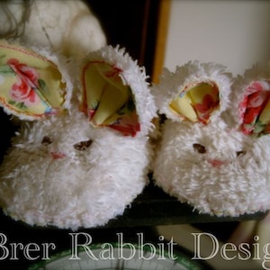 BRD Shabby Chic Bunny Hausschuhe-In-the-Hoop-Stickerei Bild 1