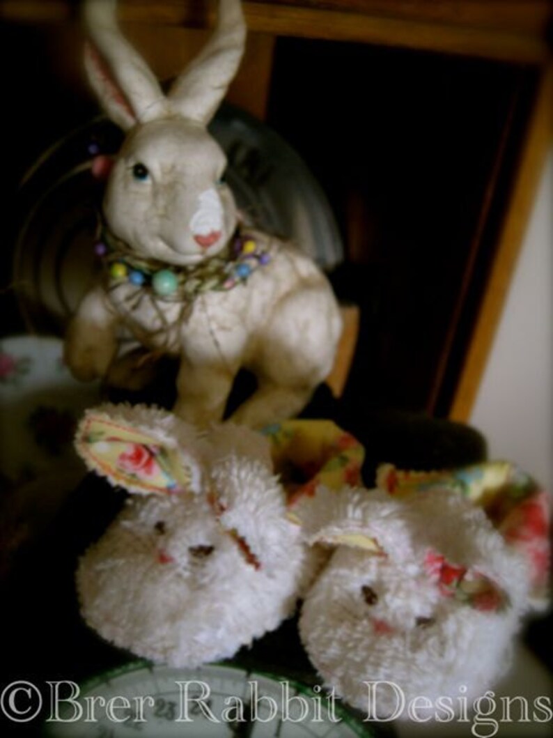 BRD Shabby Chic Bunny Hausschuhe-In-the-Hoop-Stickerei Bild 2