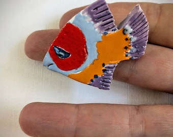 Handgemachte Keramik Pin Fisch Pin Geschenk Marine Porzellan Galerie Wandkunst Trinket Tablett