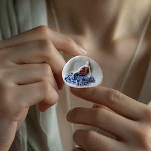 Handmade Porcelain Brooch Girl Sitting Pin, Unique Ceramic Art Jewelry Trinket Tray