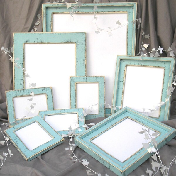 RESERVED FOR wood08 1)Family Picture Frame Package in the Colored barn wood style Rust ALL frames with outside cap 4 Frames total