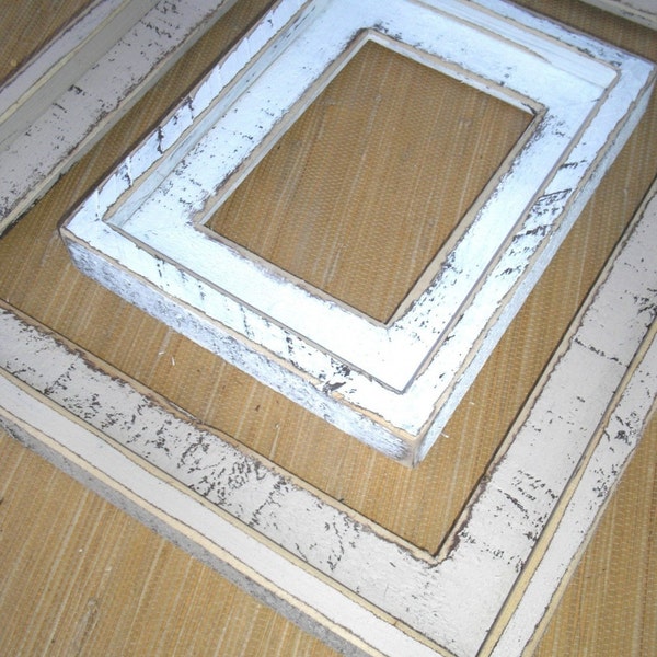 11x14 OR 12x12 OR 10x10 Shabby Picture Photo Frame Old White OR White Barnwood ( Avail. in ANY size )