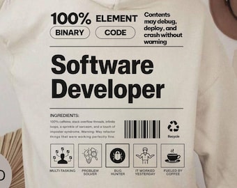 Funny Software Developer Hoodie, Programmer Sweatshirt, Backend Developer Sweater, Coding Gift, Web Developer, Nerdy Software Engineer Gift
