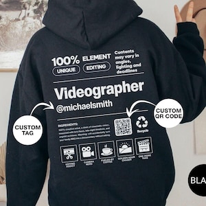 Custom Videographer Name Code Hoodie, Personalized Videography Name Sweater, Video Editor Gift, Custom Film Crew Hoodie, Film Set Apparel