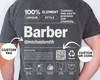 Barber Custom Name T-Shirt, Comfort Colors Tee, Personalized Barber Shirt, Barber Gift Shirt, Barbershop Crew Apparel, Hairstylist Shirt