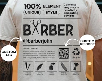 Barber Personalized Comfort Colors Shirt, Funny Stylist Birthday Gift, Hairdresser Tee, Salon Employee Uniform, Custom Barbershop Apparel