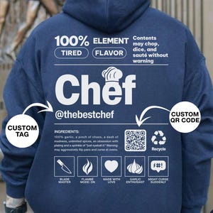 Custom Chef Hoodie, Personalized Kitchen Cook Gift, Culinary Chef Cooks Men Women Sweatshirt, Chef Uniform Apparel, Cooking Lovers Hooded