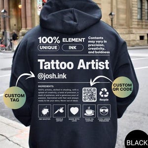 Custom Funny Tattoo Artist Hoodie, Personalized QR Code, Tattoo Lover Gift