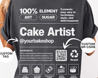 Custom Cake Artist Comfort Colors T-Shirt, Funny Baker Gift, Baking Shirt, Foodie Chef Shirt, QR Code Shirt, Trendy Cake Decorator Gift