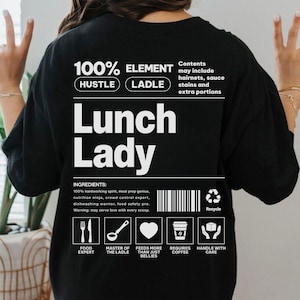 Funny Lunch Lady Nutrition Facts T-shirt, Cafeteria Worker Tee, School Lunch Crew, Food Service Staff Gift, Lunch Lady Appreciation Shirt