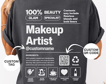 Camiseta personalizada para maquilladores, Camiseta Comfort Colors para cosmetólogos, Regalo para maquilladores, Camiseta para maquilladores, Camiseta de moda para esteticistas