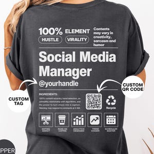 Custom Social Media Manager Shirt, Personalized Content Manager Shirt, Digital Marketing Gift, SEO Tee, Content Creator Gift, Custom QR Code