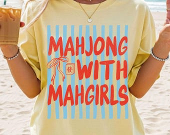 Camiseta Mahjong con Mahgirls Comfort Colors, Camiseta divertida para noche de juegos, Camiseta Mahj
