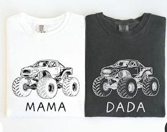 Custom Monster Truck Birthday Comfort Colors Shirts, Family Matching Birthday Party Shirt