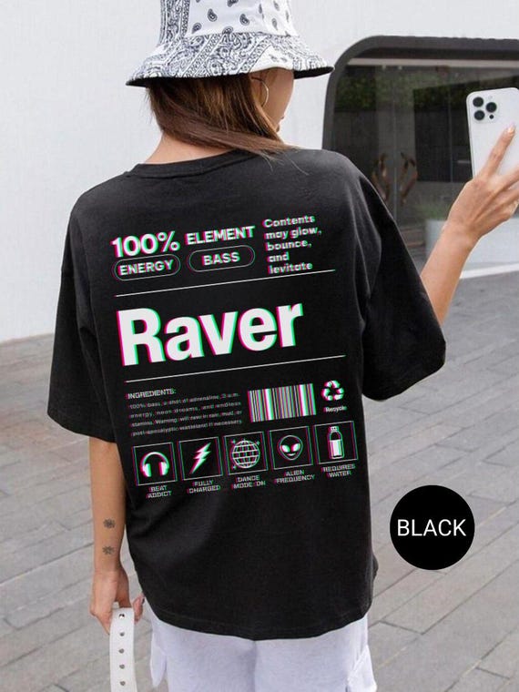 Funny Raver Shirt, Festival Tee, EDM T-shirt, Neon Party Top, Music Festival Clothing, EDM Glitch Effect, Funny Rave Shirt, House Music