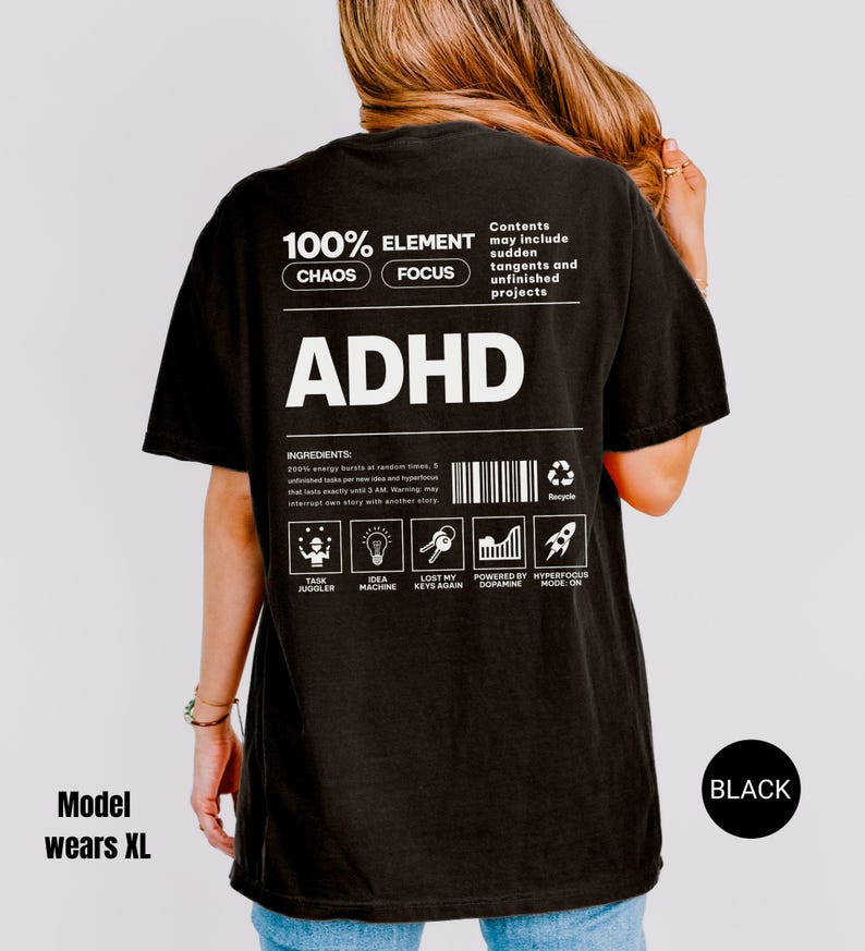 ADHD Funny Comfort Colors T-shirt, Sarcastic Humor Tee, Neurodiversity ...