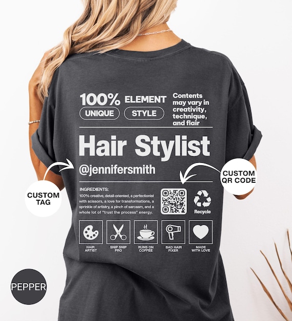 Custom Hairstylist Comfort Colors T-Shirt, Personalized Hairdresser Shirt, Gift for Hair Stylist, Cosmetology Grad Gift, Cosmetologist Tee